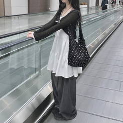 ドットビッグトートショルダーバッグ BLACK