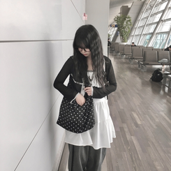 ドットビッグトートショルダーバッグ BLACK