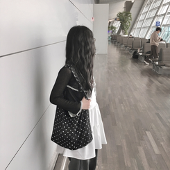 ドットビッグトートショルダーバッグ BLACK