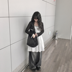 ドットビッグトートショルダーバッグ BLACK