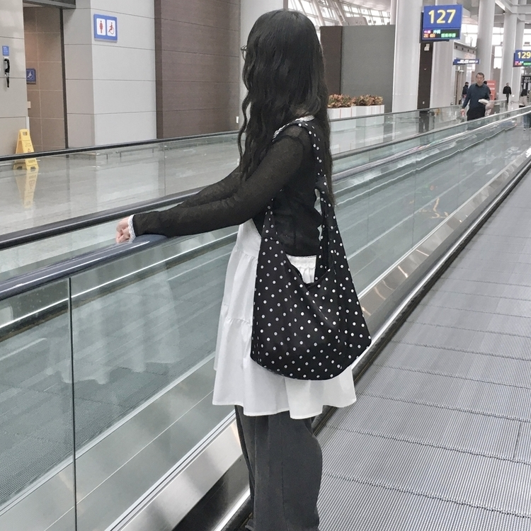 ドットビッグトートショルダーバッグ BLACK