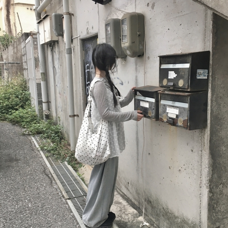 ドットビッグトートショルダーバッグ WHITE