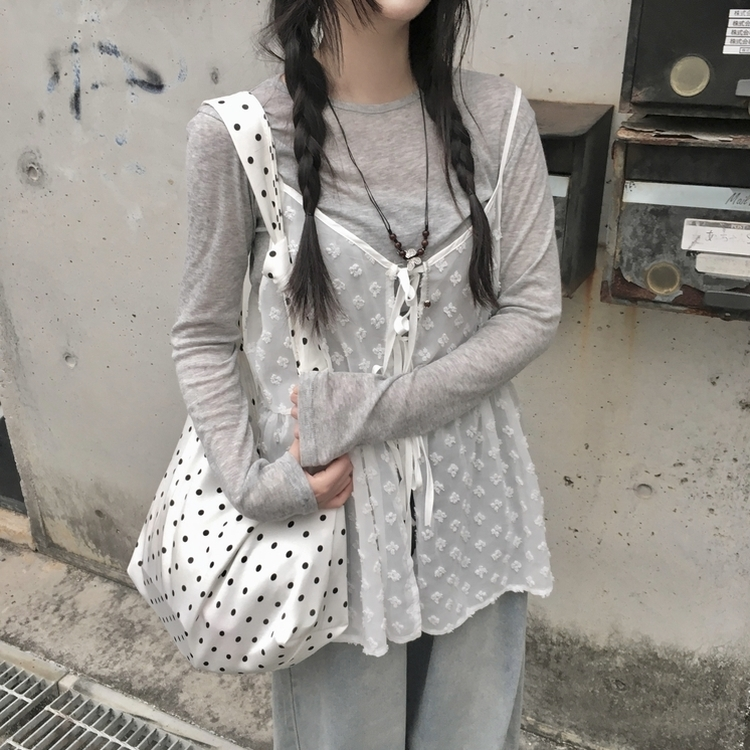 ドットビッグトートショルダーバッグ WHITE