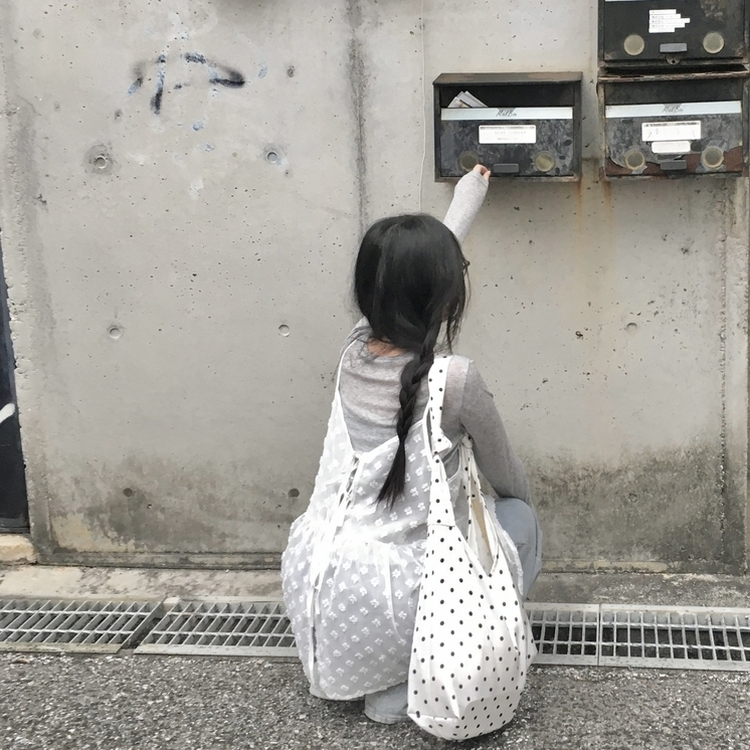 ドットビッグトートショルダーバッグ WHITE