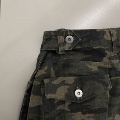 카모 왕벌룬 빈티지힙 백포켓 투웨이 스냅버튼 하이웨스트 로우라이즈 사이드핀턱 절개 밀리터리 코튼 와이드데님 롱팬츠 빅사이즈