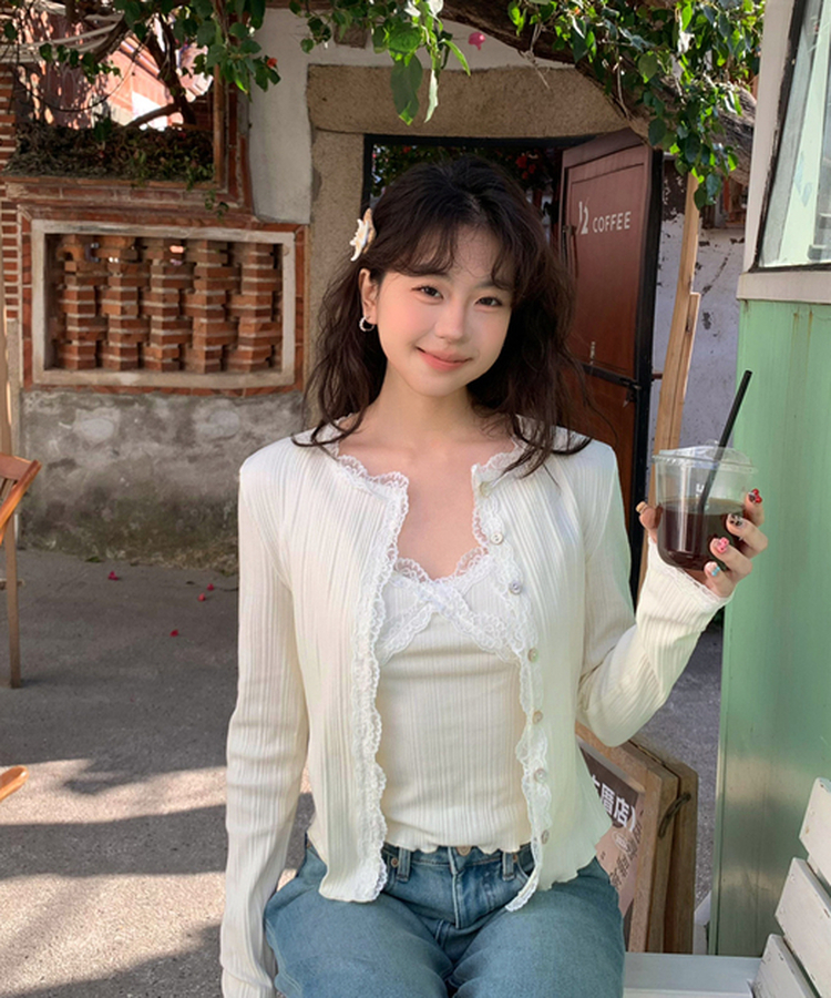 레이스 나시 가디건 세트