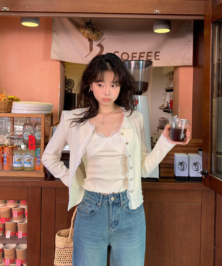 레이스 나시 가디건 세트
