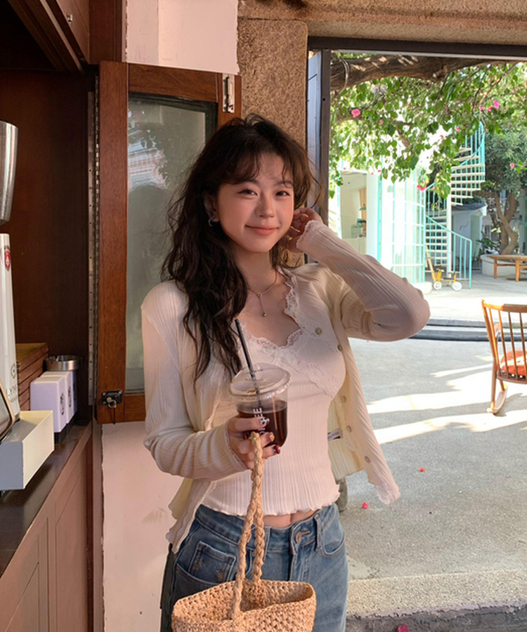 레이스 나시 가디건 세트