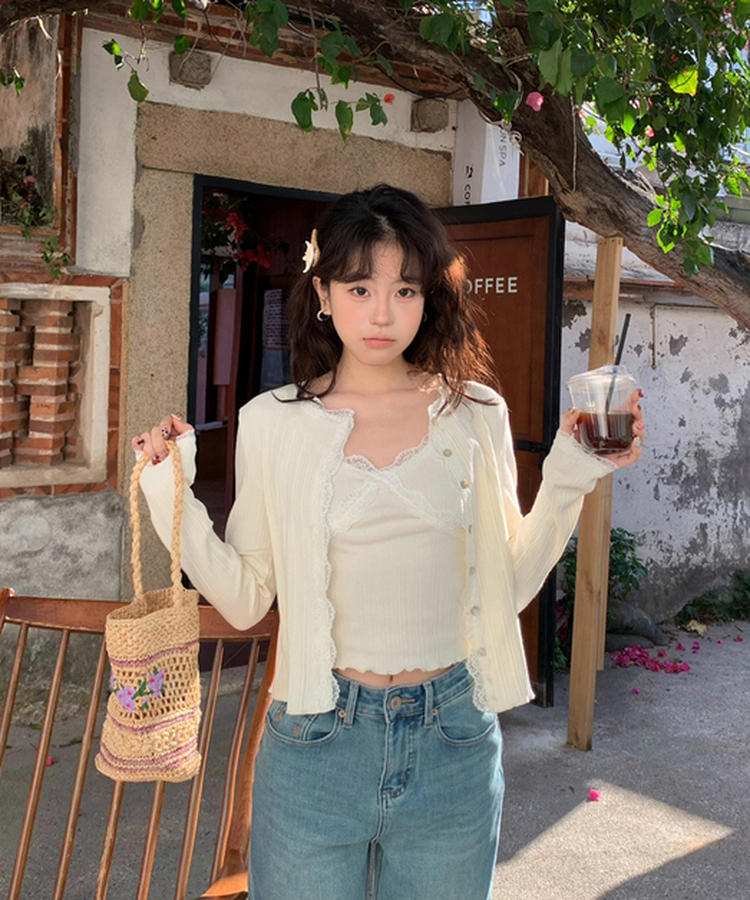 레이스 나시 가디건 세트