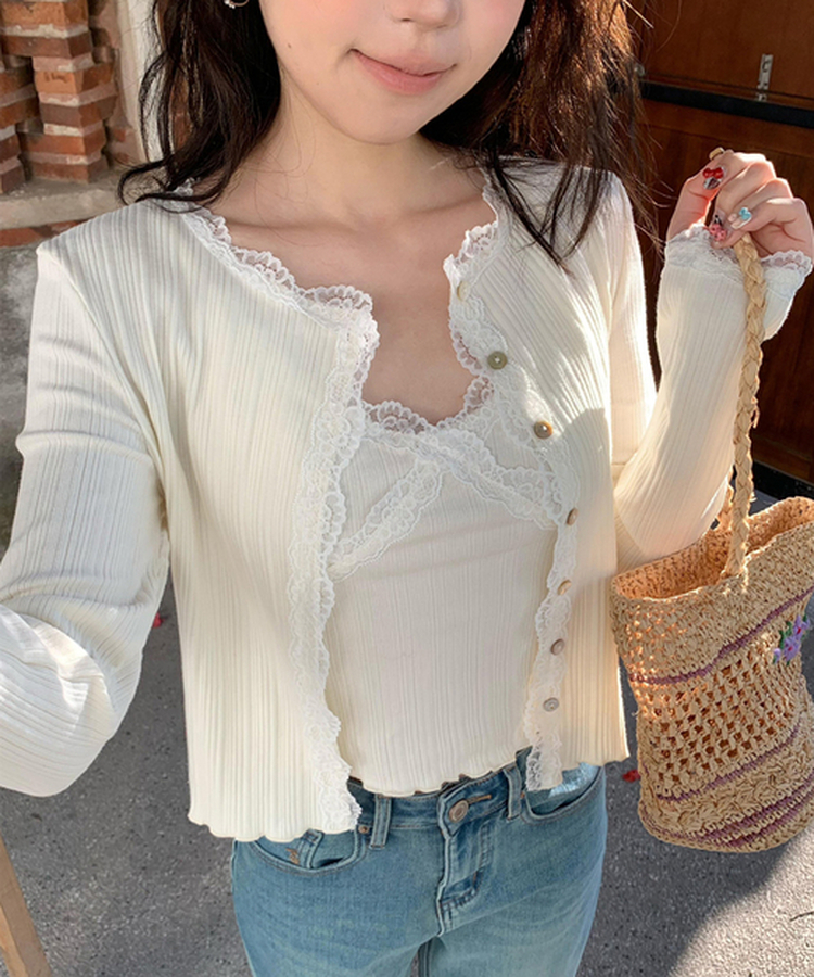 레이스 나시 가디건 세트