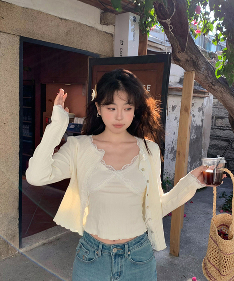 레이스 나시 가디건 세트