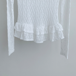 長袖Tシャツ 【マフラー付き】フラワーシースルー長袖Tシャツ