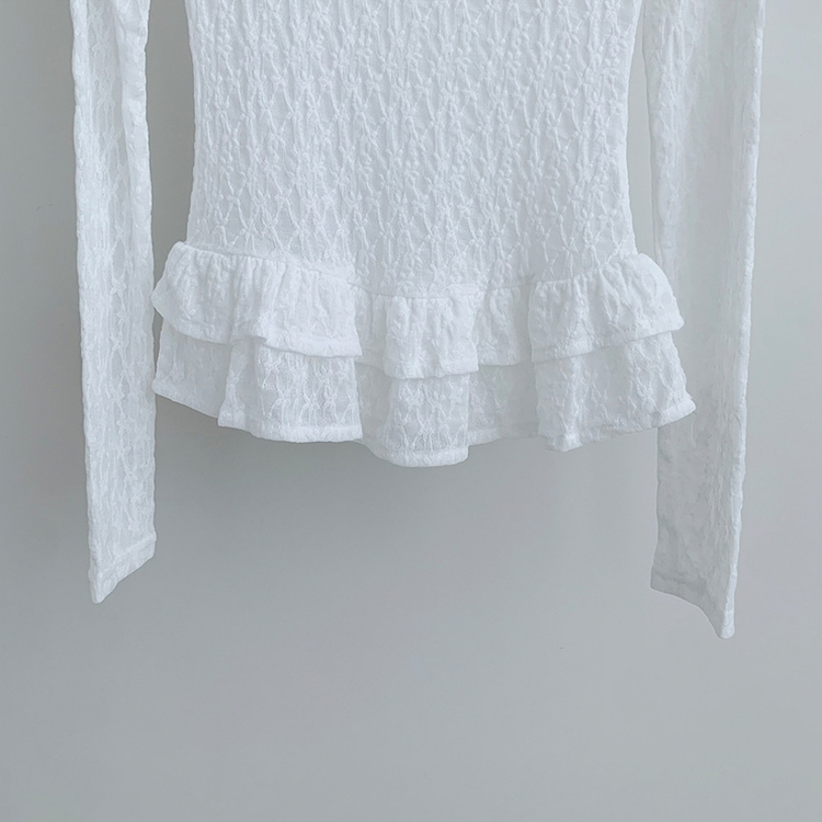 【マフラー付き】フラワーシースルー長袖Tシャツ