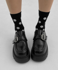 プラットフォームレザーローファー BLACK