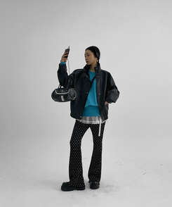 プラットフォームレザーローファー BLACK