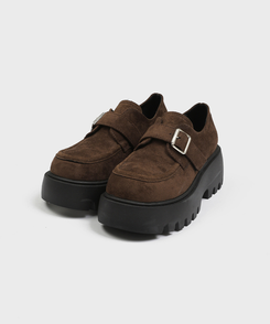 プラットフォームレザーローファー