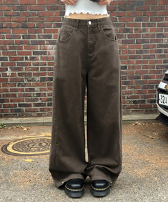 ワイド 【丈別】3WAYコットンサイドスナップパンツ BROWN