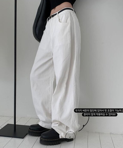 ワイド 【丈別】3WAYコットンサイドスナップパンツ WHITE