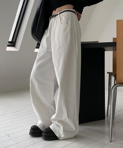 ワイド 【丈別】3WAYコットンサイドスナップパンツ WHITE