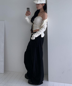 ワイド 【丈別】3WAYコットンサイドスナップパンツ BLACK