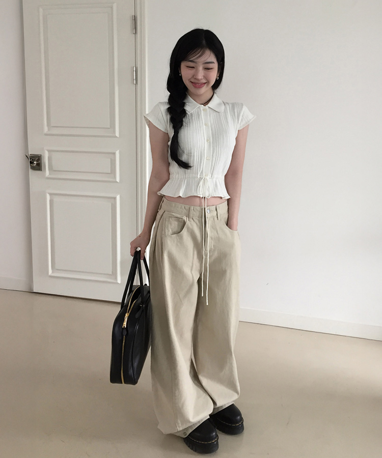 ワイド 【丈別】3WAYコットンサイドスナップパンツ BEIGE