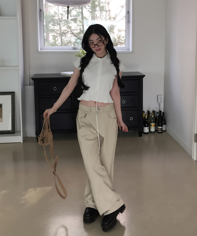 ワイド 【丈別】3WAYコットンサイドスナップパンツ BEIGE