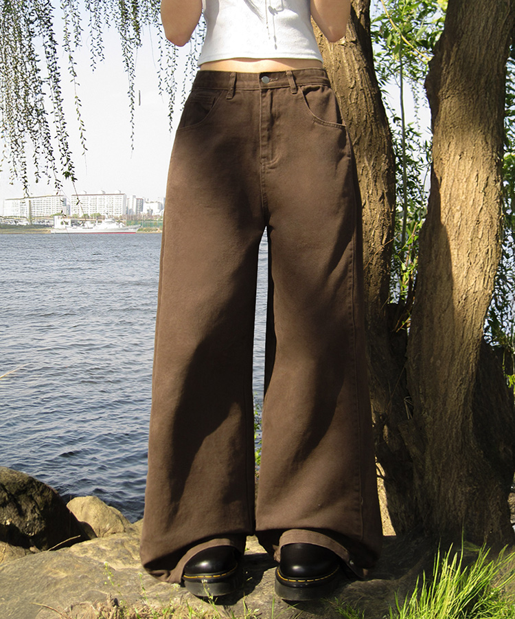 ワイド 【丈別】3WAYコットンサイドスナップパンツ BROWN