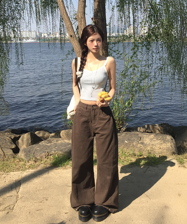 ワイド 【丈別】3WAYコットンサイドスナップパンツ BROWN
