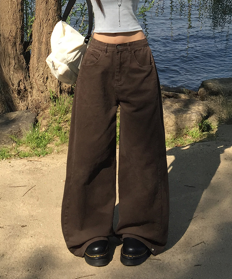 ワイド 【丈別】3WAYコットンサイドスナップパンツ BROWN
