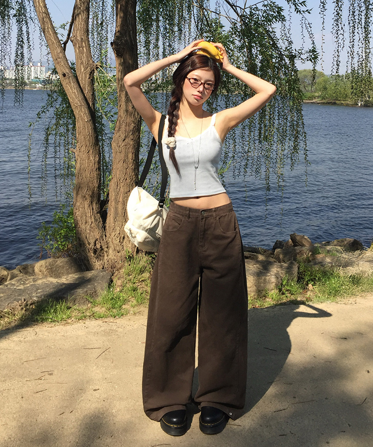 ワイド 【丈別】3WAYコットンサイドスナップパンツ BROWN