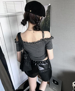 ショートパンツ リベットローショートパンツ BLACK