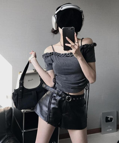 ショートパンツ リベットローショートパンツ BLACK