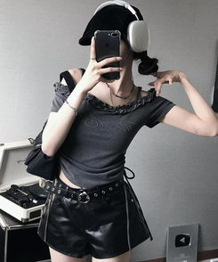 ショートパンツ リベットローショートパンツ BLACK