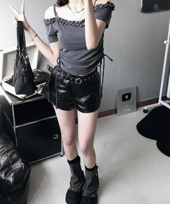 ショートパンツ リベットローショートパンツ BLACK