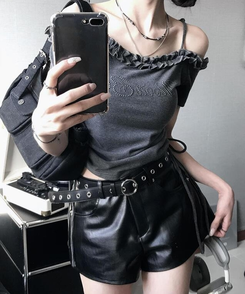 ショートパンツ リベットローショートパンツ BLACK