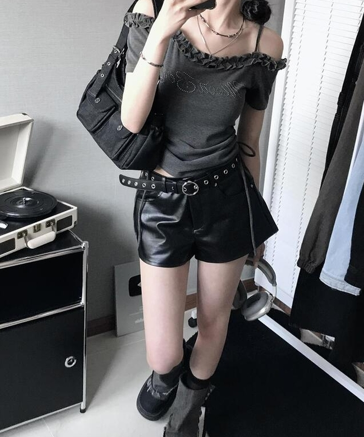 ショートパンツ リベットローショートパンツ BLACK
