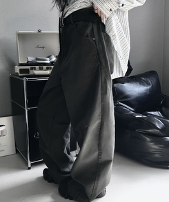 デニム フォワードリベットカットパンツ CHARCOAL