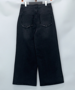 デニム スリットデニムワイドパンツ