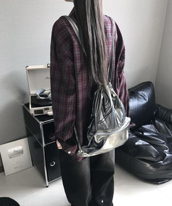 シャツ ポケットボタンチェックシャツ BURGUNDY