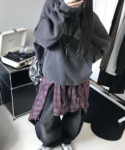 シャツ ポケットボタンチェックシャツ BURGUNDY