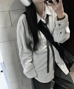 シャツ ストライプポケットシャツ WHITE
