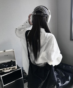 シャツ ストライプポケットシャツ WHITE