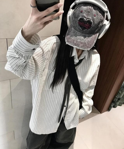 シャツ ストライプポケットシャツ WHITE