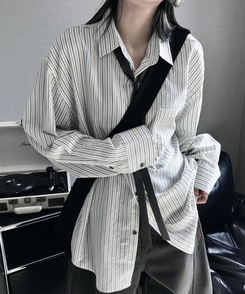 シャツ ストライプポケットシャツ WHITE