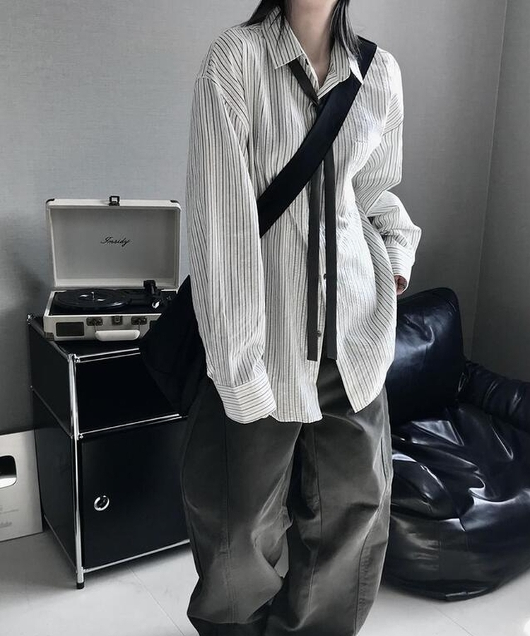 ストライプポケットシャツ WHITE