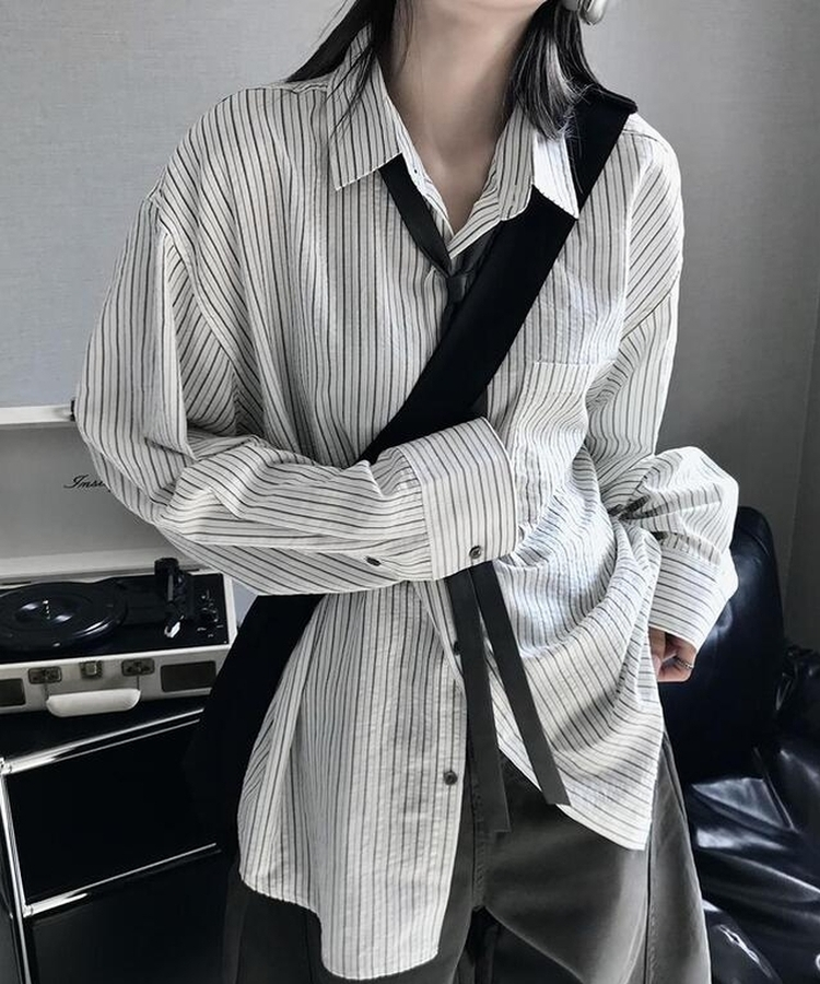 ストライプポケットシャツ WHITE