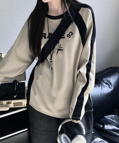長袖Tシャツ バイカラーワッフルTシャツ BEIGE