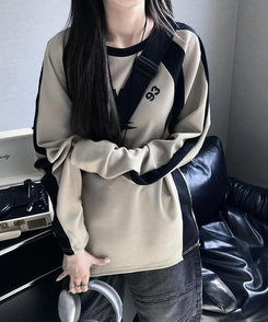 長袖Tシャツ バイカラーワッフルTシャツ BEIGE