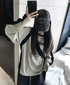 長袖Tシャツ バイカラーワッフルTシャツ BEIGE