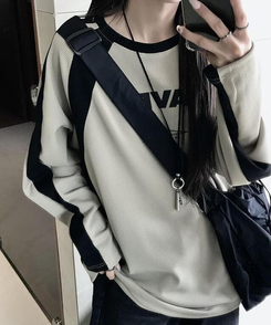 長袖Tシャツ バイカラーワッフルTシャツ BEIGE